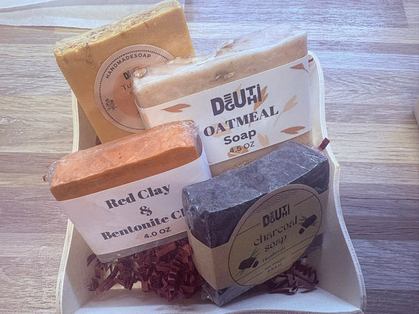 Botanical Glycerin Soap Gift Set 4 Soap | Oatmeal, Turmeric, Charcoal & Clay